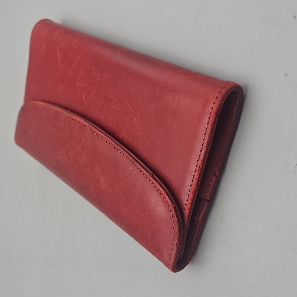 Vintage Coach Wallet Distressed Red Leather Checkbook Holder - Picture 2 of 16